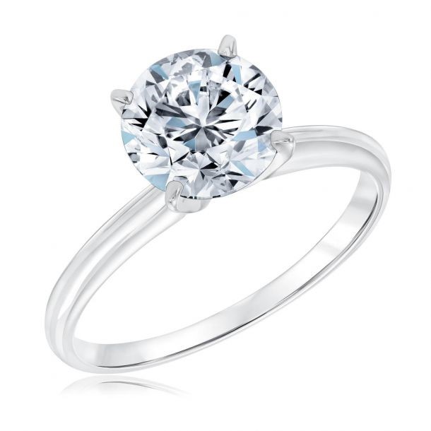 Round 14k White Gold Lab Grown 2ct Solitaire
